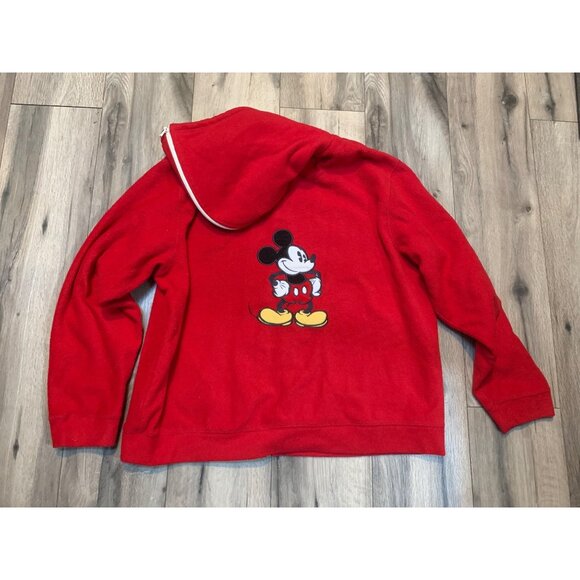 Disney Mickey Mouse Red Hooded Zip-Up Sweatshirt XL - Picture 5 of 5